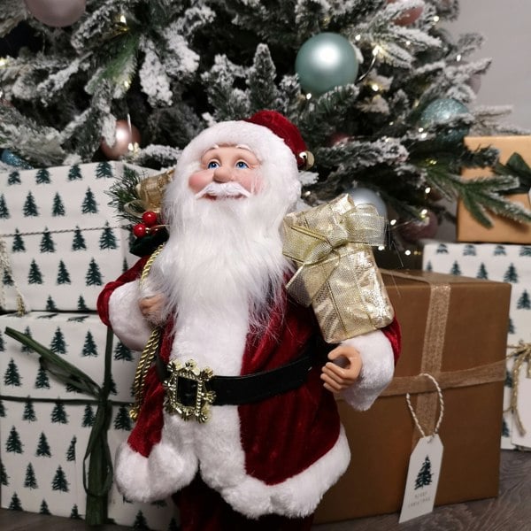 Samuel Alexander 40cm Red Standing Santa with Gift Sack Christmas Indoor Decoration