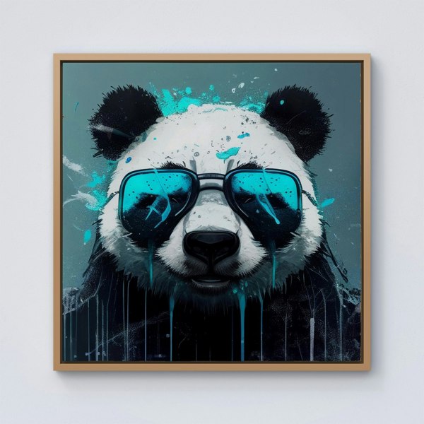 Warren Reed Panda With Blue Glasses Splash Art Framed Canvas