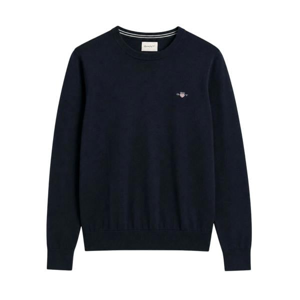 Gant Mens Cotton Crew Neck Jumper - Evening Blue - 