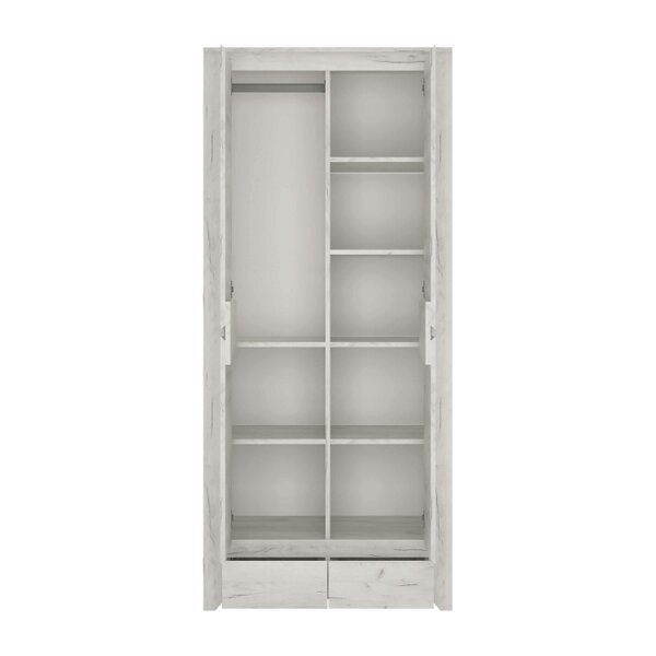 Wyld Haus Norwich Aged Effect Soft Grey Wood Veneer Fitted Wardrobe 2 Door 2 Drawer