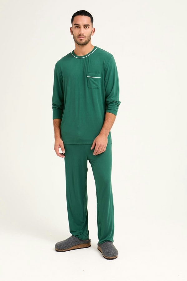 Mister You Bamboo Pyjama Set in Green - Pajamas