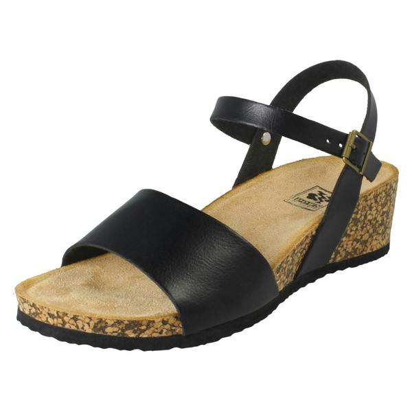 Down to Earth Ladies Down To Earth Wedge Heeled Summer Sandals F12088