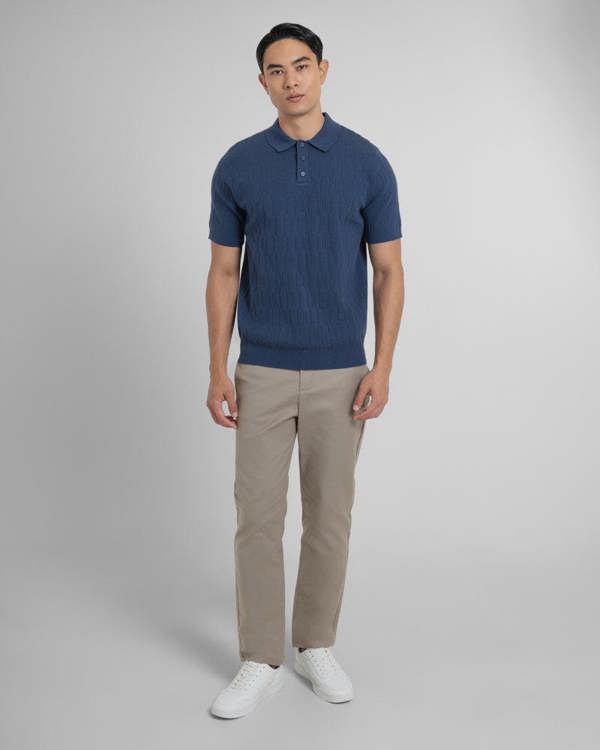 Steel & Jelly Tarvin - Geo Texture Knitted Polo Shirt