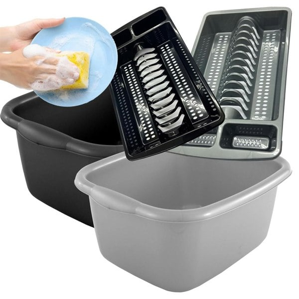 Washing Up Bowl & Dish Drainer Rack