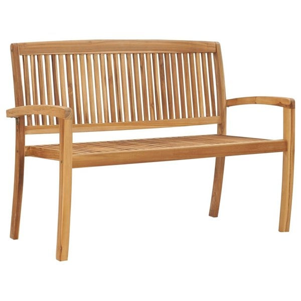 Berkfield 2-Seater Stacking Garden Bench 128.5 cm Solid Teak Wood