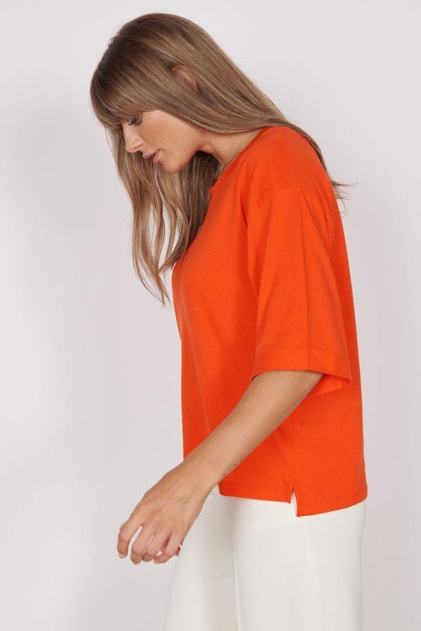 Jeetly.comGabi Red Classic Oversized T-ShirtShirts & Tops