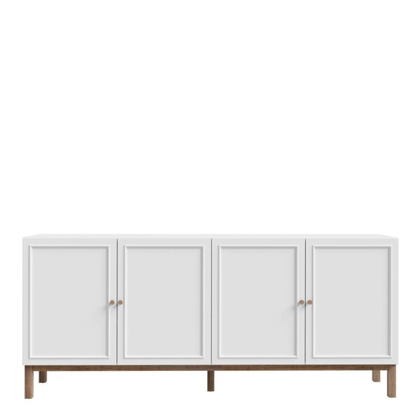 Wyld Haus Sofia Light Grey and Oak Wood 4 Door 1 Drawer Sideboard