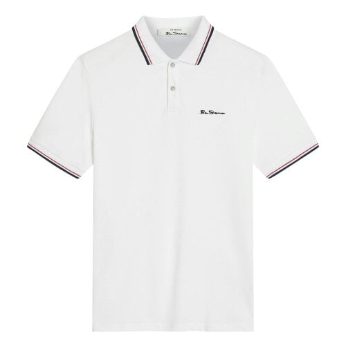 Ben Sherman Mens Signature Pique Polo Shirt - White