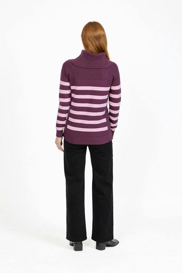 Mudflower Stripe Knit Cowl Neck Jumper