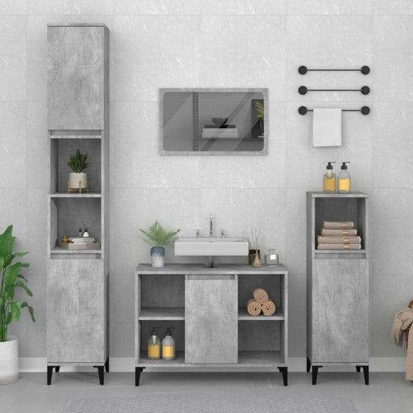 Berkfield Sink Cabinet Concrete Grey 80x33x60 cm Engineered Wood