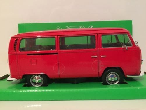 1972 volkswagen bus t2 red welly 22472 1:24 scale
