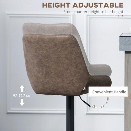 Wyld Haus Lenozzo Faux Leather Brown Set Of 2 Retro Style Bar Stools With Padded Seats