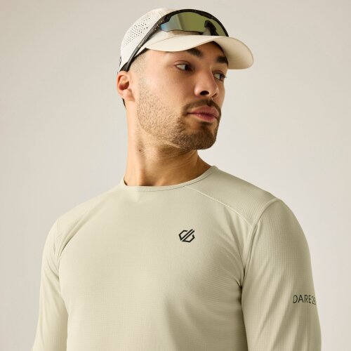 Dare 2B Mens Ventura Grid Crew Neck Fleece Top - Almond Milk