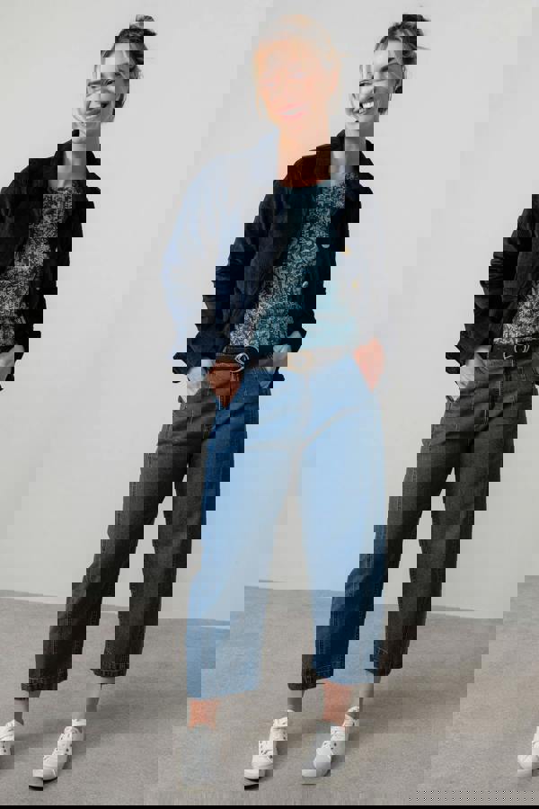 Lily & Me Ash Stretch Cotton Jumbo Cord Jacket Navy