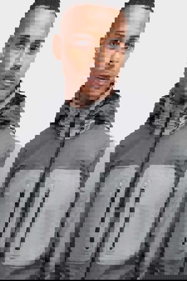 Barbour International Men's Chevin Waterproof Concealed Hood Rain Anorak Grey