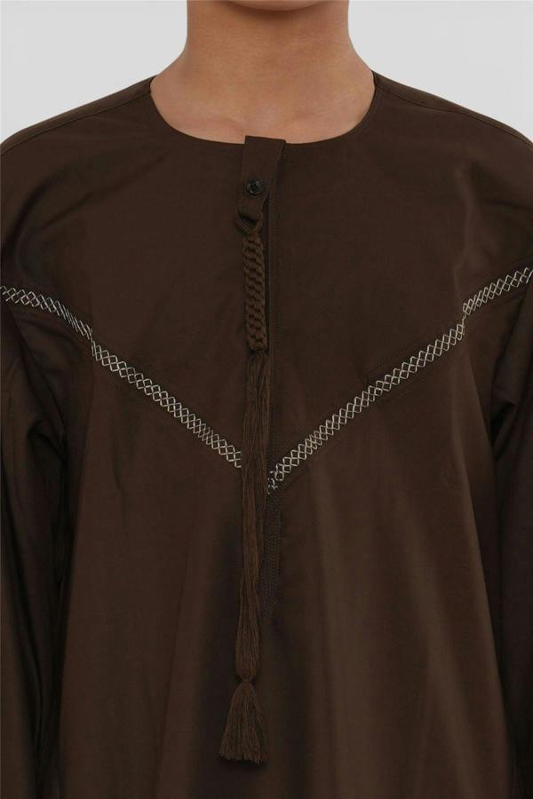 Infinity Leather Kids Boys Moroccan Embroidered Djellaba Islamic Jubba Robe Tassel Ramadan Thobe