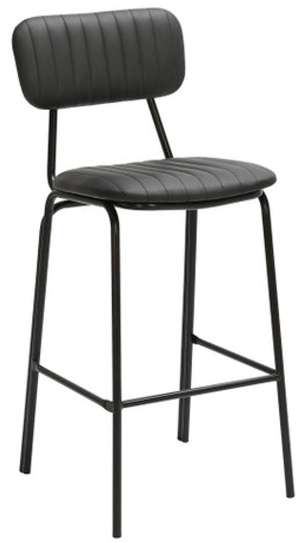 Lamboro Belluno Kitchen Bar Stool with Fixed Height and Backrest, Black