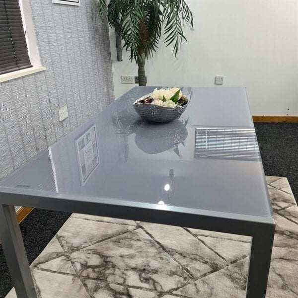 Kosy Koala Dining Table Grey Glass Kitchen Place for 4 Seats (H75 x L120 x W70 cm)