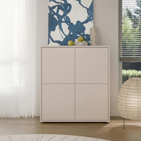 Furniture To Go Alice Springs 4 Door Storage Cabinet with Push-to-Open Doors in Sand