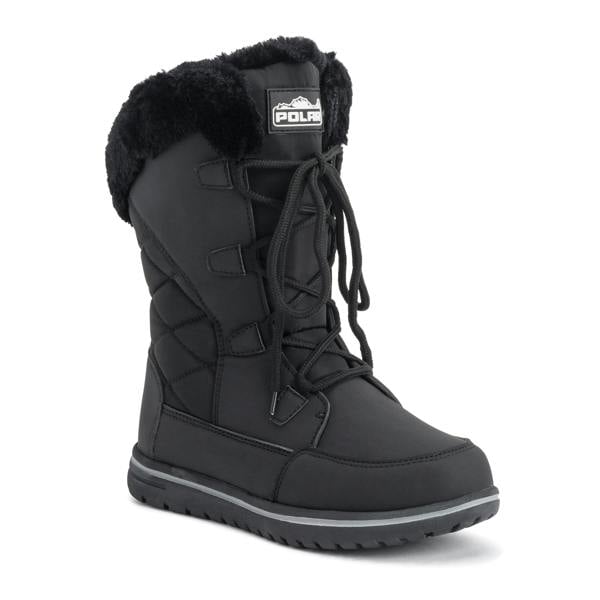 VIVA Polar Boot Women's Quilted Outdoor Cuff Snow Lace Up Faux Fur Boots