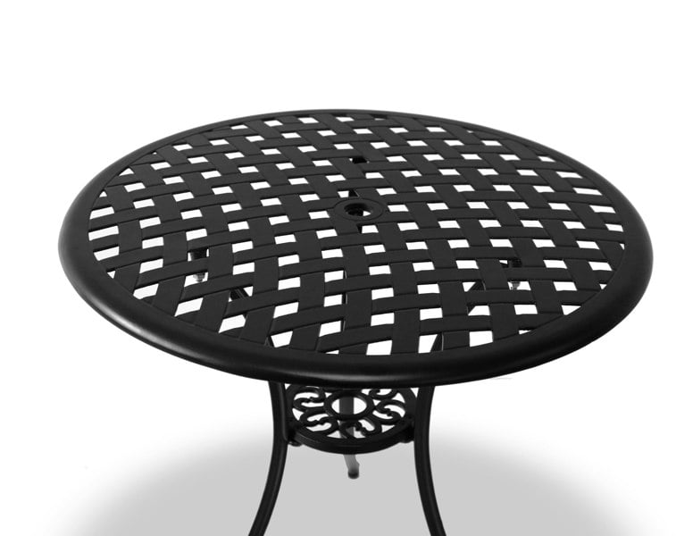 Centurion Supports OSHOWA Luxurious Garden and Patio Table and 2 Large Chairs with Armrests Cast Aluminium Bistro Set - Black