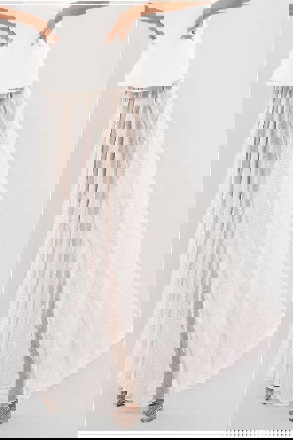 Gathered A-Line Glitter Chiffon Maxi Skirt SK30