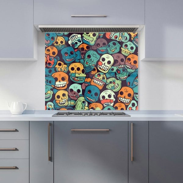 Warren Reed - Designer Smiling Skulls Pattern Kitchen Splashback