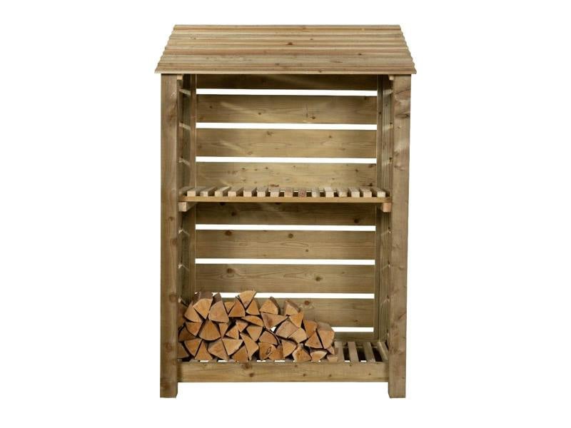 Arbor Garden Solutions Slatted Wooden Log Store with Shelf W-119cm, H-126cm Or 180cm, D-88cm