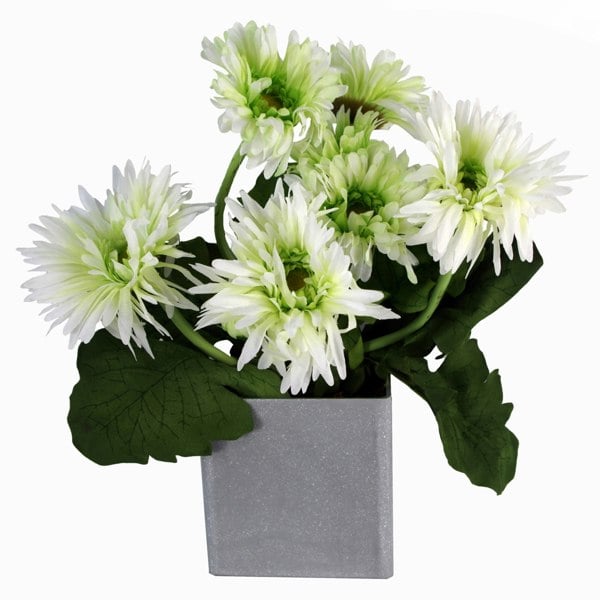 Leaf 33cm Artificial Potted Daisy White