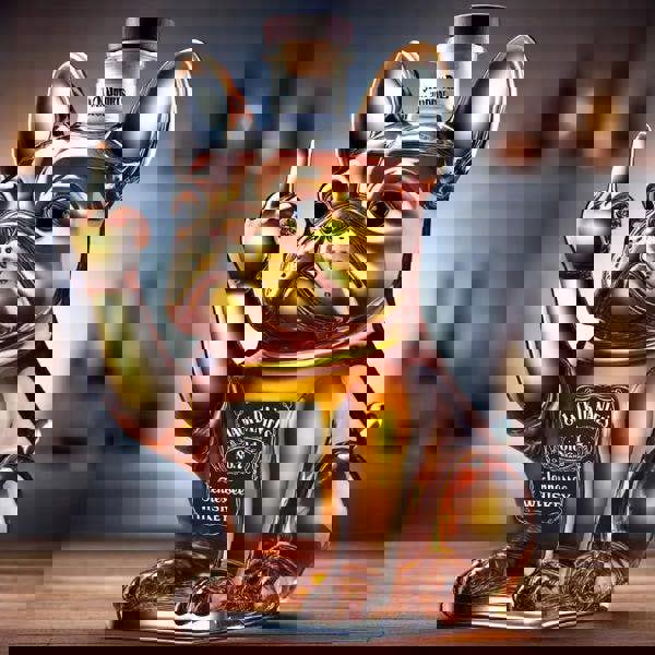 Leaper Creative Transparent Glass French Bulldog Whiskey Bottle