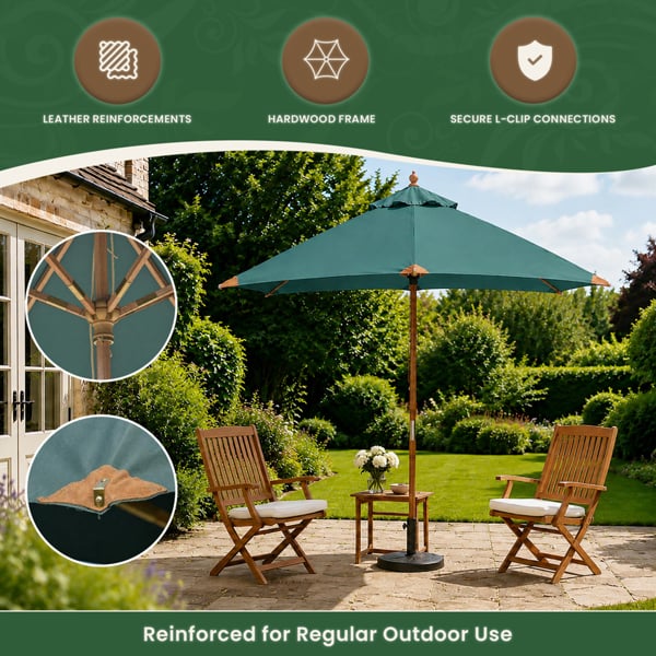 3m Premium Hardwood Garden Parasol Umbrella
