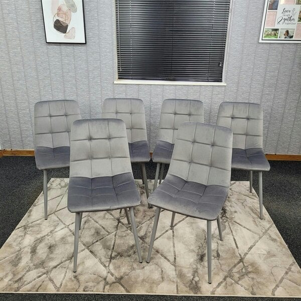 Kosy Koala Dining Chairs Set of 6 Grey Velvet Kitchen Chairs