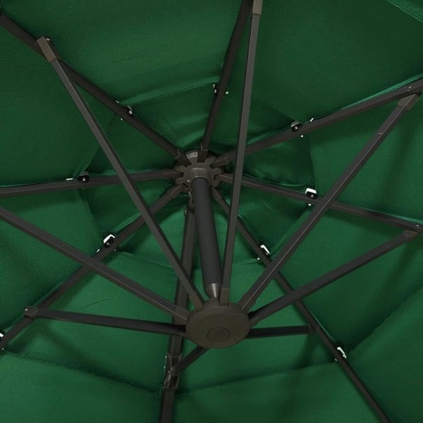 Berkfield 4-Tier Parasol with Aluminium Pole Green 3x3 m
