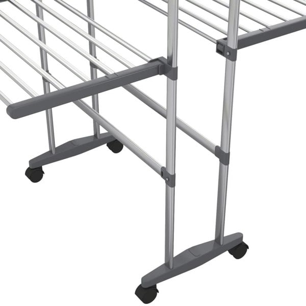 Berkfield 3-Tier Laundry Drying Rack with Wheels Silver 60x70x129 cm