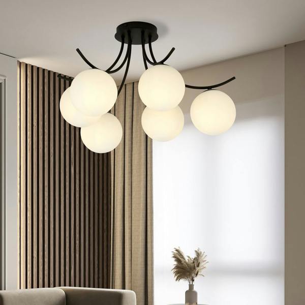 Emibig BOSTON Ceiling lamp  6 x E14 Black with White Shade