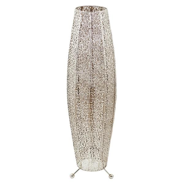 Traditional and Ornate Floral Moroccan Floor Lamp in Polished Silver Image 1