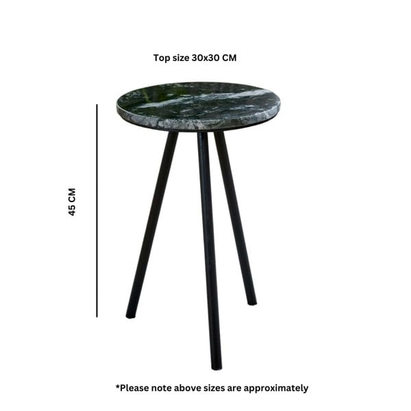 IH Design Miel Side Table With Black Marble Top & Metal Legs