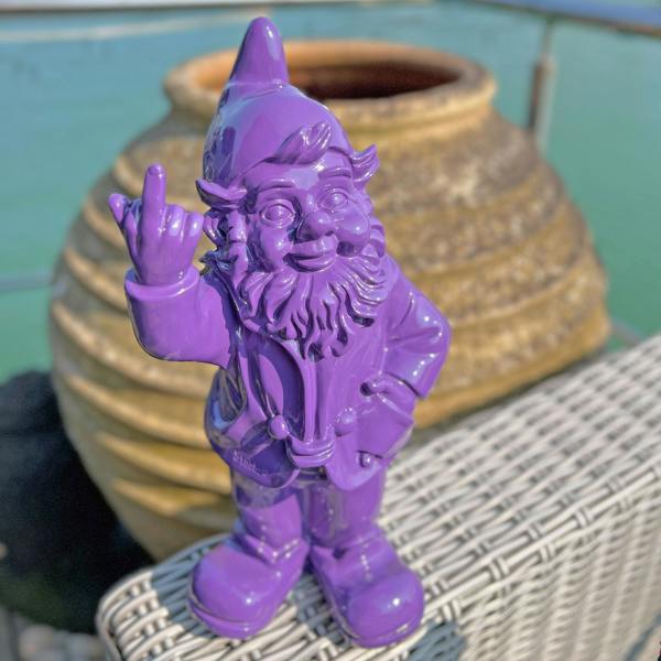 Stoobz Purple Middle Finger F**k You Garden Gnome 30cm