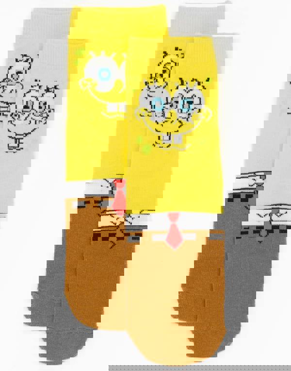 SpongeBob SquarePants Unisex Kids Multicoloured Multi-Character Graphics Calf Socks Set of 5