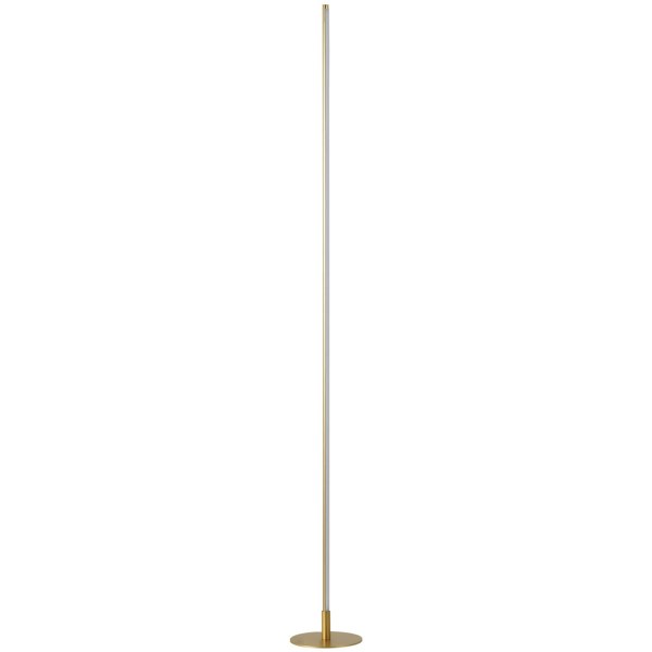 Modern Sleek Stick Style LED Standard Floor Lamp in Brush Gold with Foot Dimmer Image 1