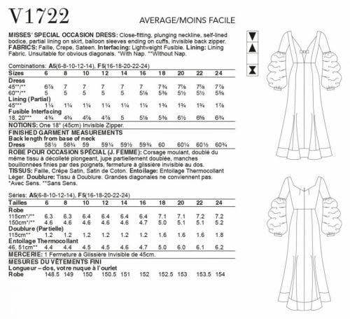 Vogue Sewing Pattern 1722, Dresses for Women, A5 (6-8-10-12-14) - Intermediate