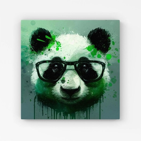 Warren Reed Panda With Glasses, Green Splashart Canvas