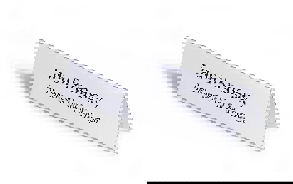 Durable Clear Plastic Table Place Name Holders and Inserts | 25 Pack | 61x210mm