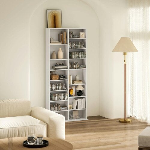 Wyld Haus Latota Wood White Tall Media Storage Tower With 640 Disc Capacity