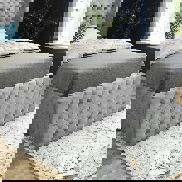 Casa Magna Florence Wide Winged Upholstered Soft Velvet Bed Frame - Grey