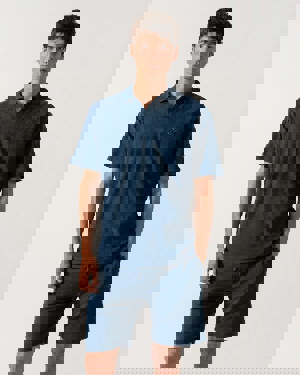 BOSS Orange Doubletowel Mens Polo Shirt - Open Blue 466