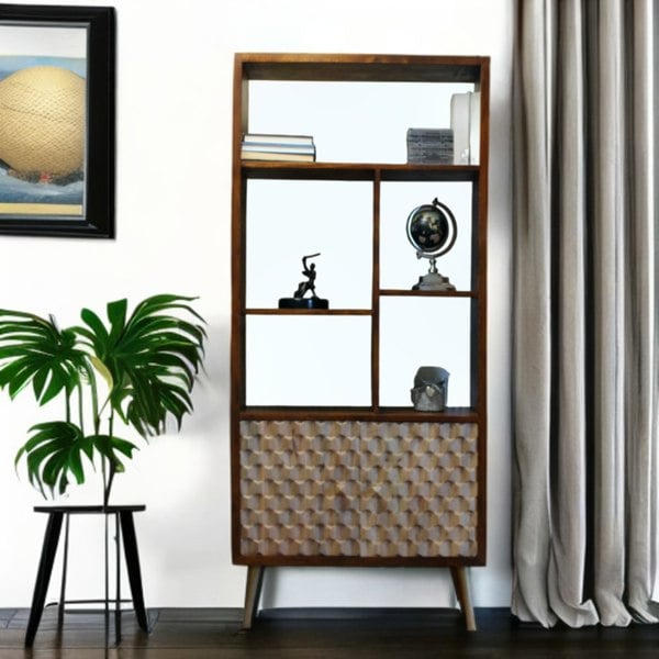 IH Design Camille Retro Multi shelf bookcase with 2 Doors