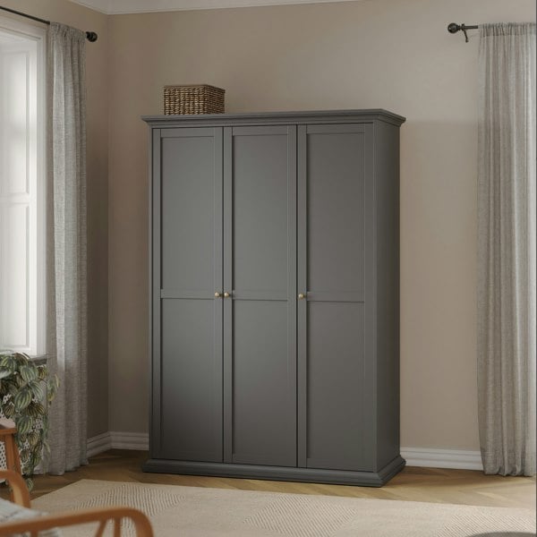 Furniture To Go Paris Wardrobe with 3 Doors in Matt Grey