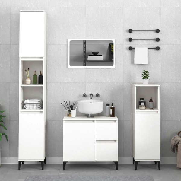 Berkfield Bathroom Cabinet White 30x30x190 cm Engineered Wood