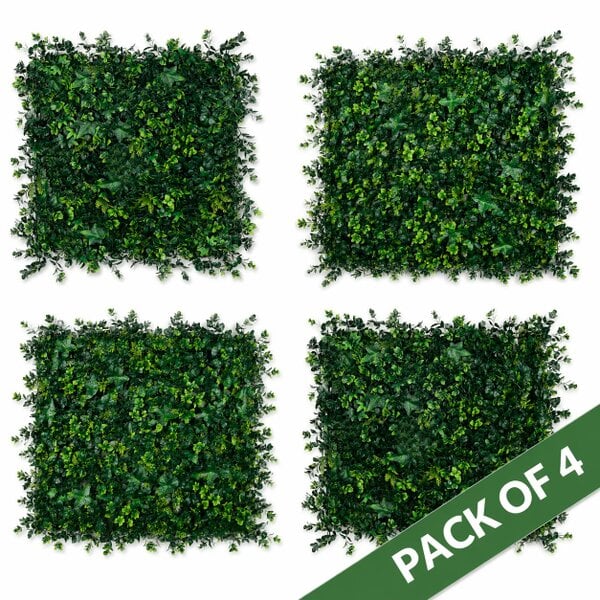 Gardenwize Pack of 4 Artificial Green Wall Panels UV-Resistant Garden & Indoor Feature Wall - Clover Leaf